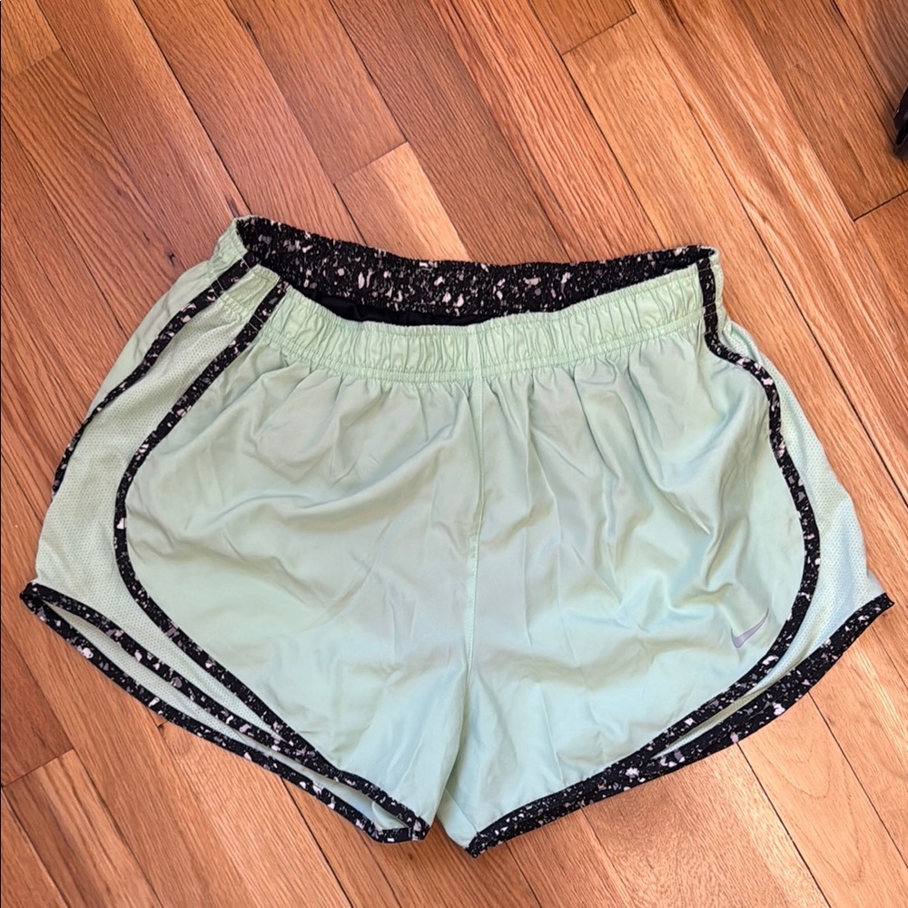 Nike Green and Black Athletic Shorts Lightweight Running Style